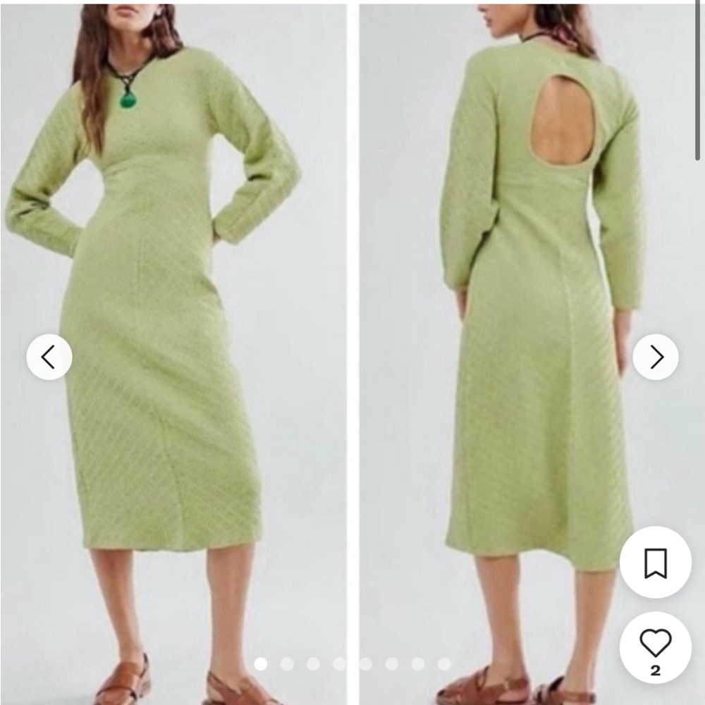 NWOT Free People MIDI Green Sweater Dress